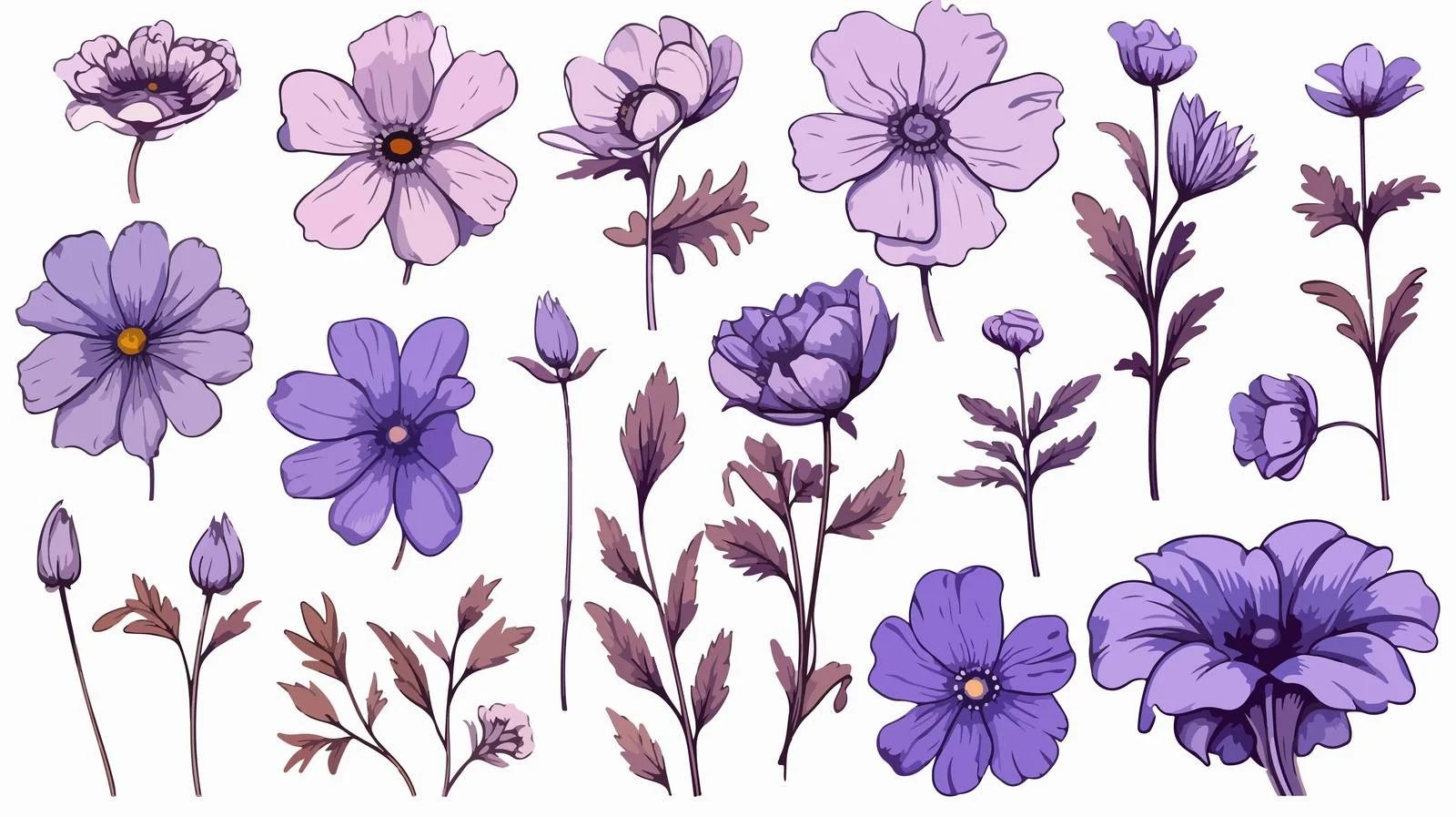 Violet Flower Sketch Vector Illustration — free download from Dotvec