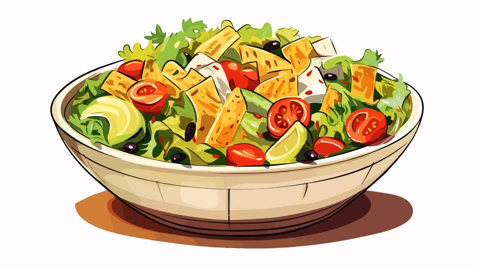 Hand-Drawn Salad with Chicken and Cheese — free download from Dotvec