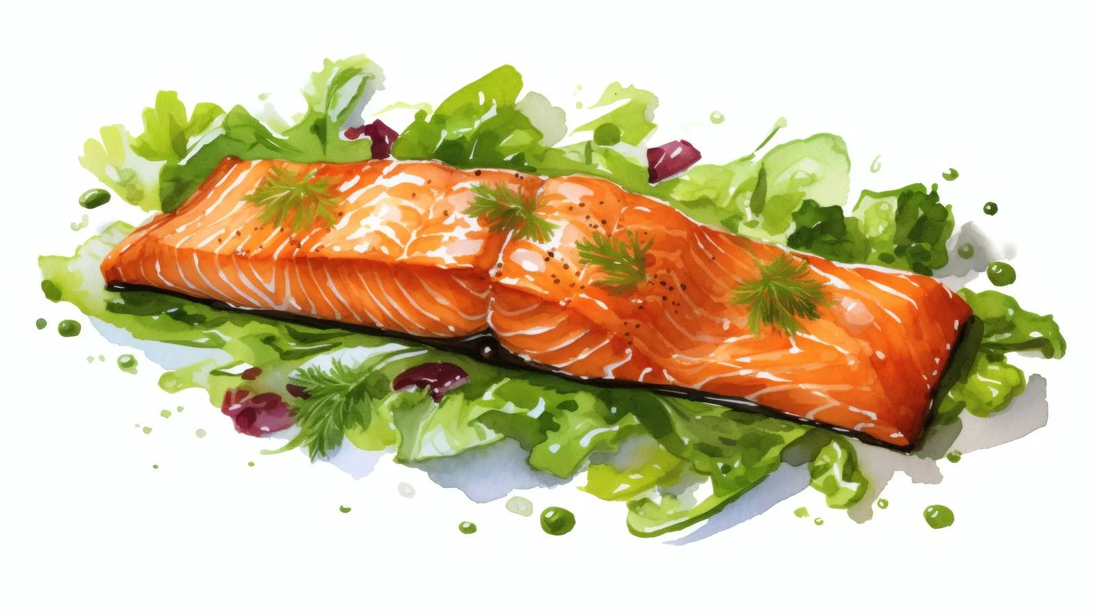 Fresh Salmon Steak with Leafy Salad — free download from Dotvec
