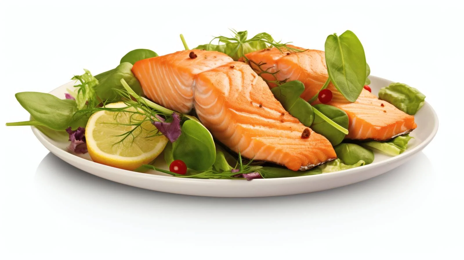 Exquisite Salmon Steak with Green Salad — free download from Dotvec