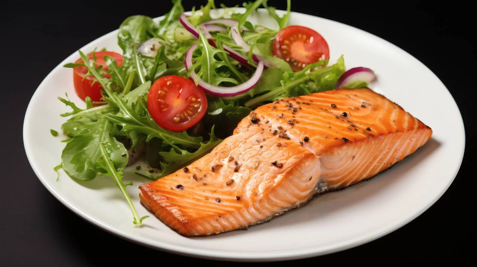 Fresh Salmon Steak with Green Salad — free download from Dotvec