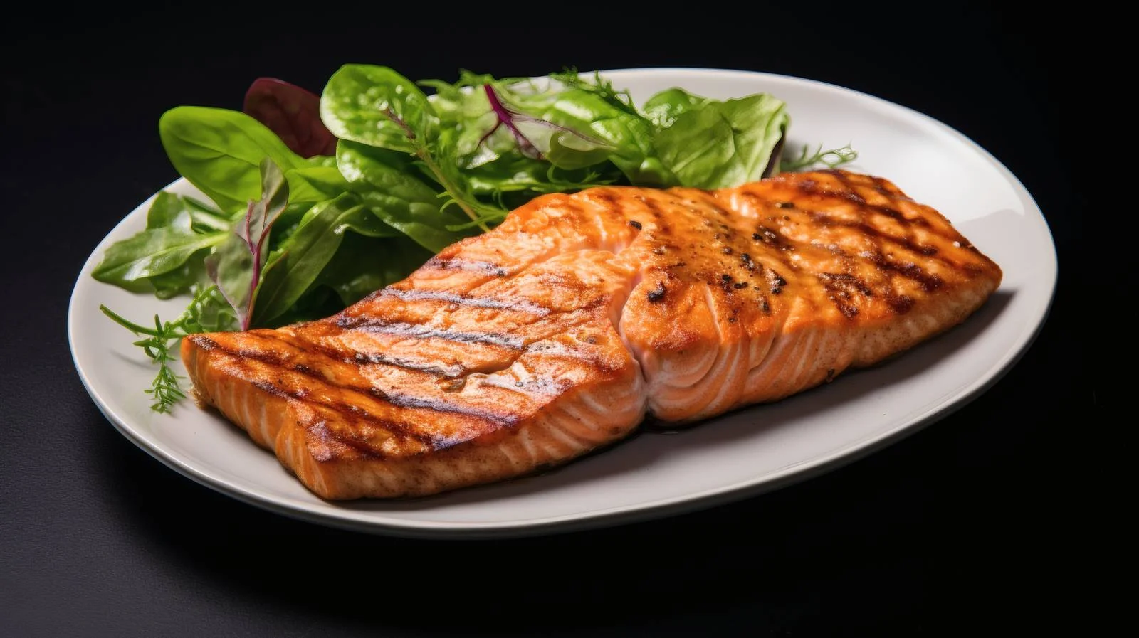 Gourmet Salmon Fish Steak with Fresh Leaf Salad — free download from Dotvec