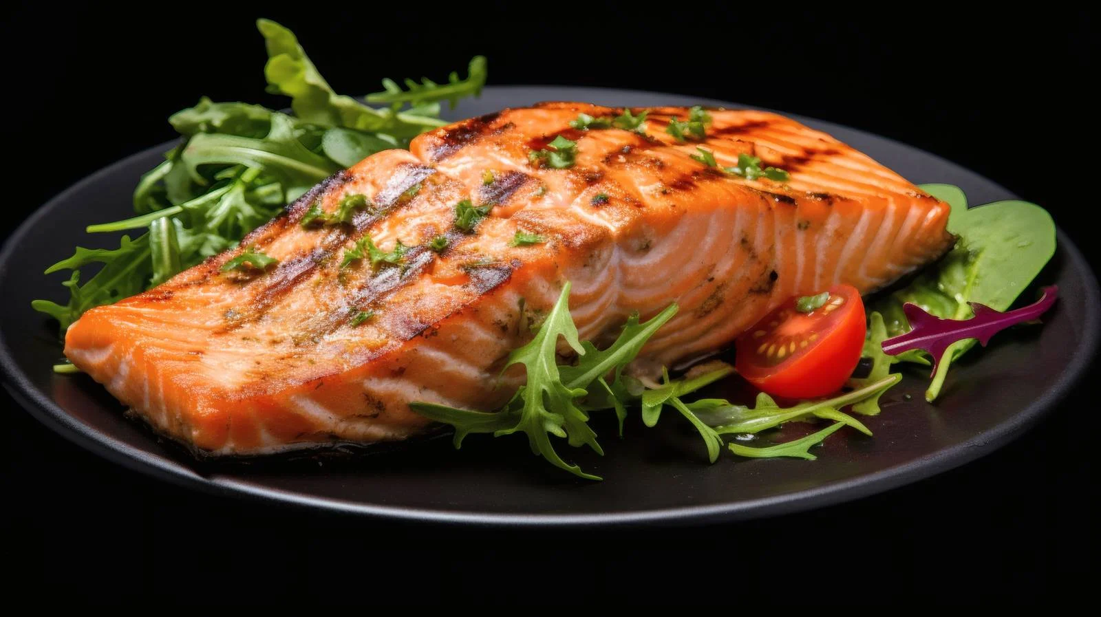 Gourmet Salmon Steak and Leafy Salad — free download from Dotvec