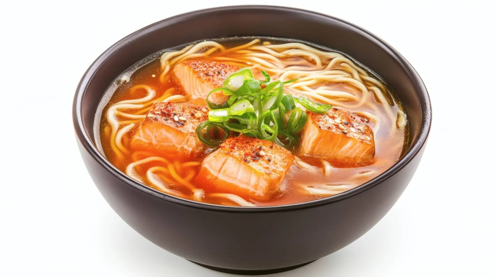 Delicious Salmon Noodle Soup on White — free download from Dotvec