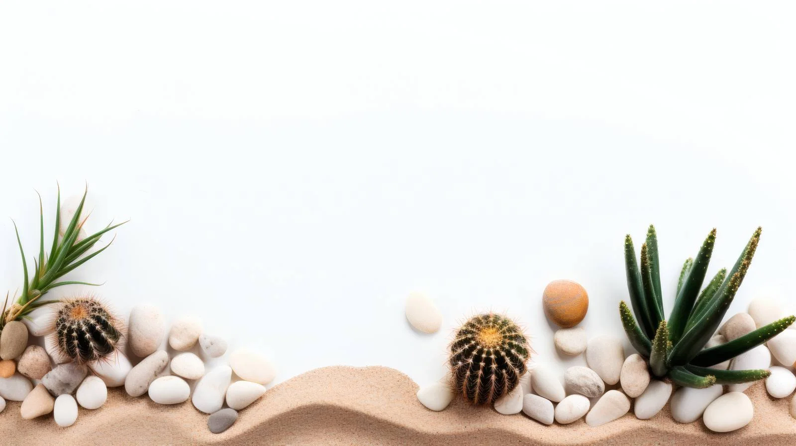 Tranquil Sand with Cactus and Pebbles – free pebbles image from Dotvec