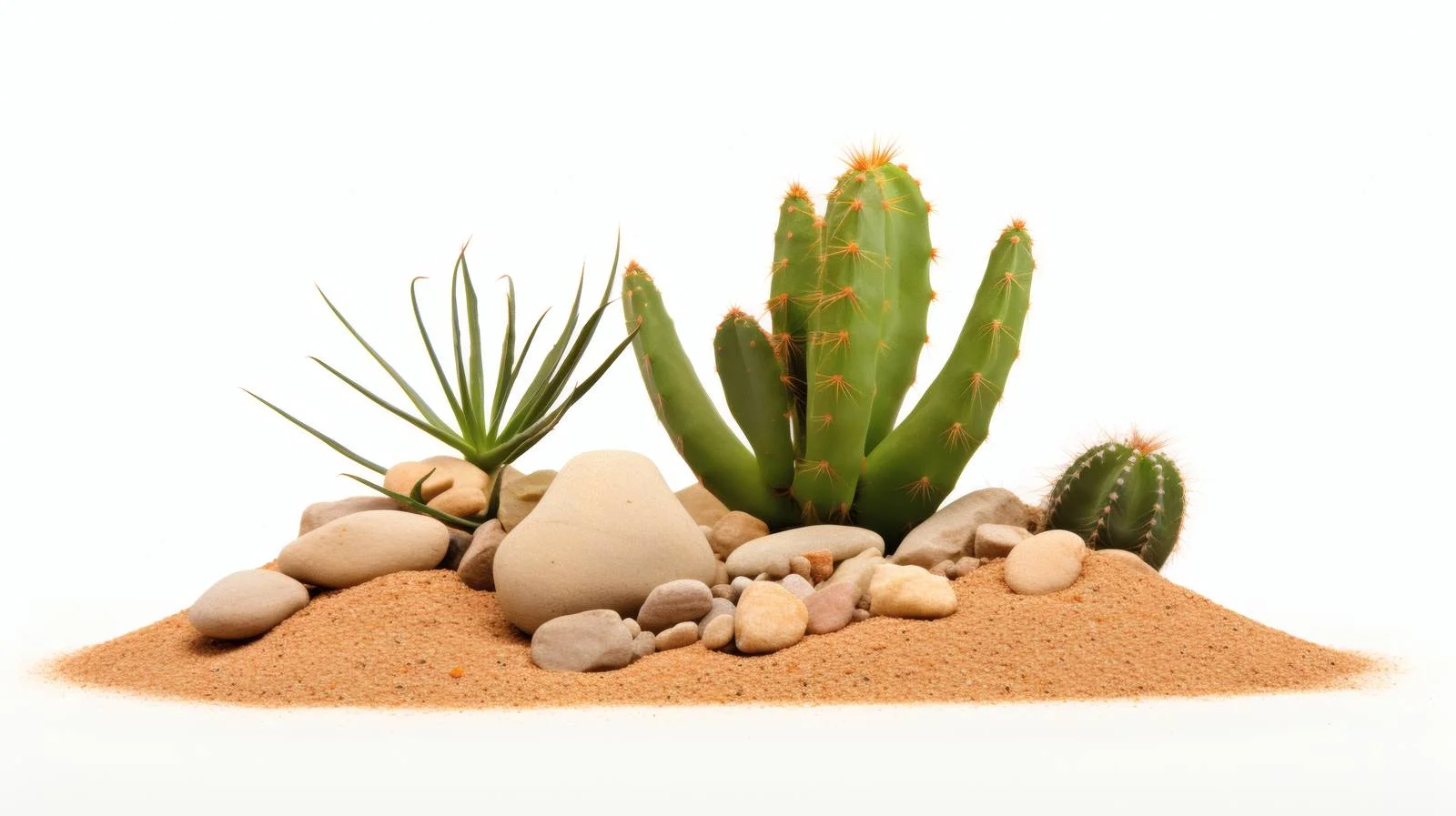 Desert Scene with Cactus and Stones – free pebbles image from Dotvec