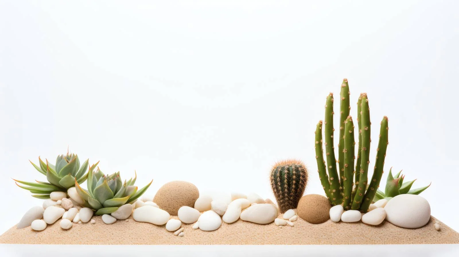 Desert Oasis Scene with Cacti and Stones — free download from Dotvec