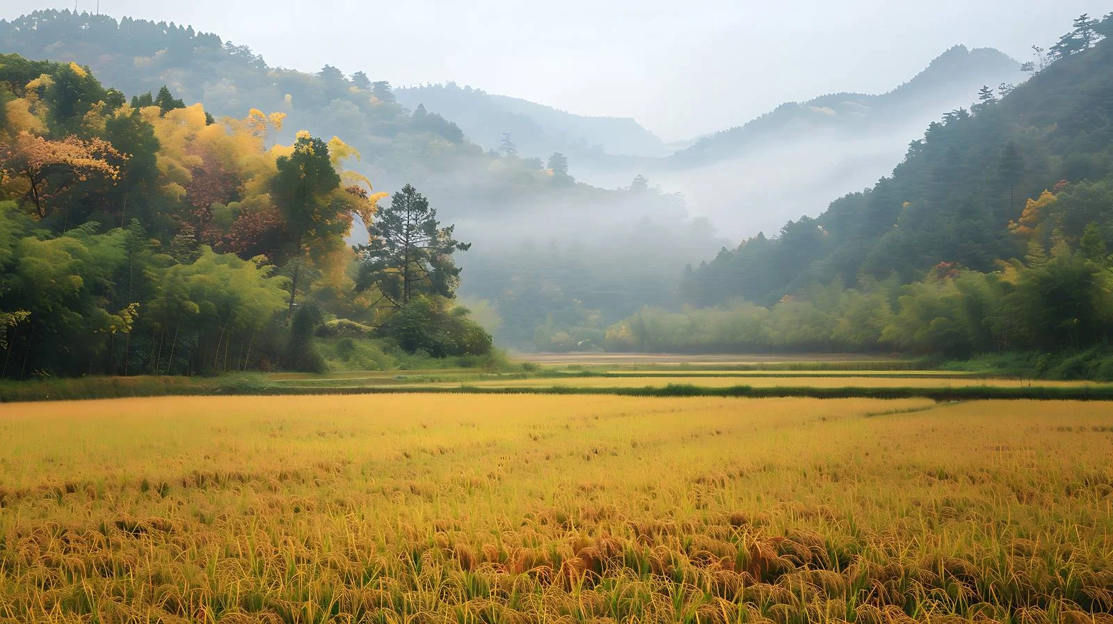 Sanjiang Autumn Rice Fields White Background — free download from Dotvec