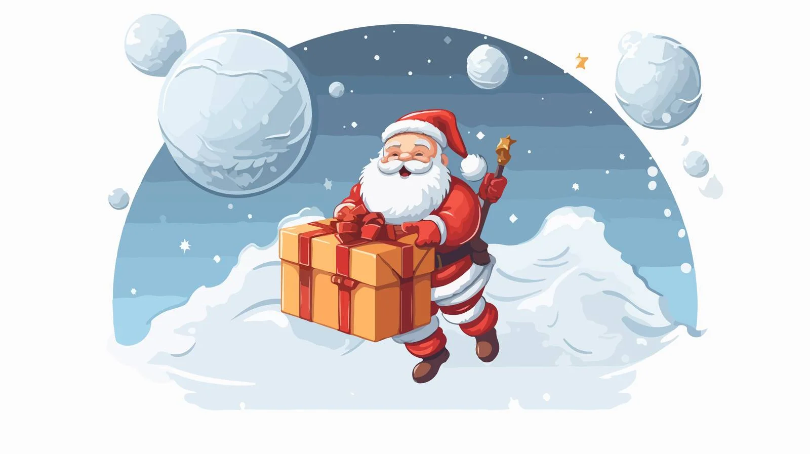 Santa on Moon with Floating Gift Boxes — free download from Dotvec