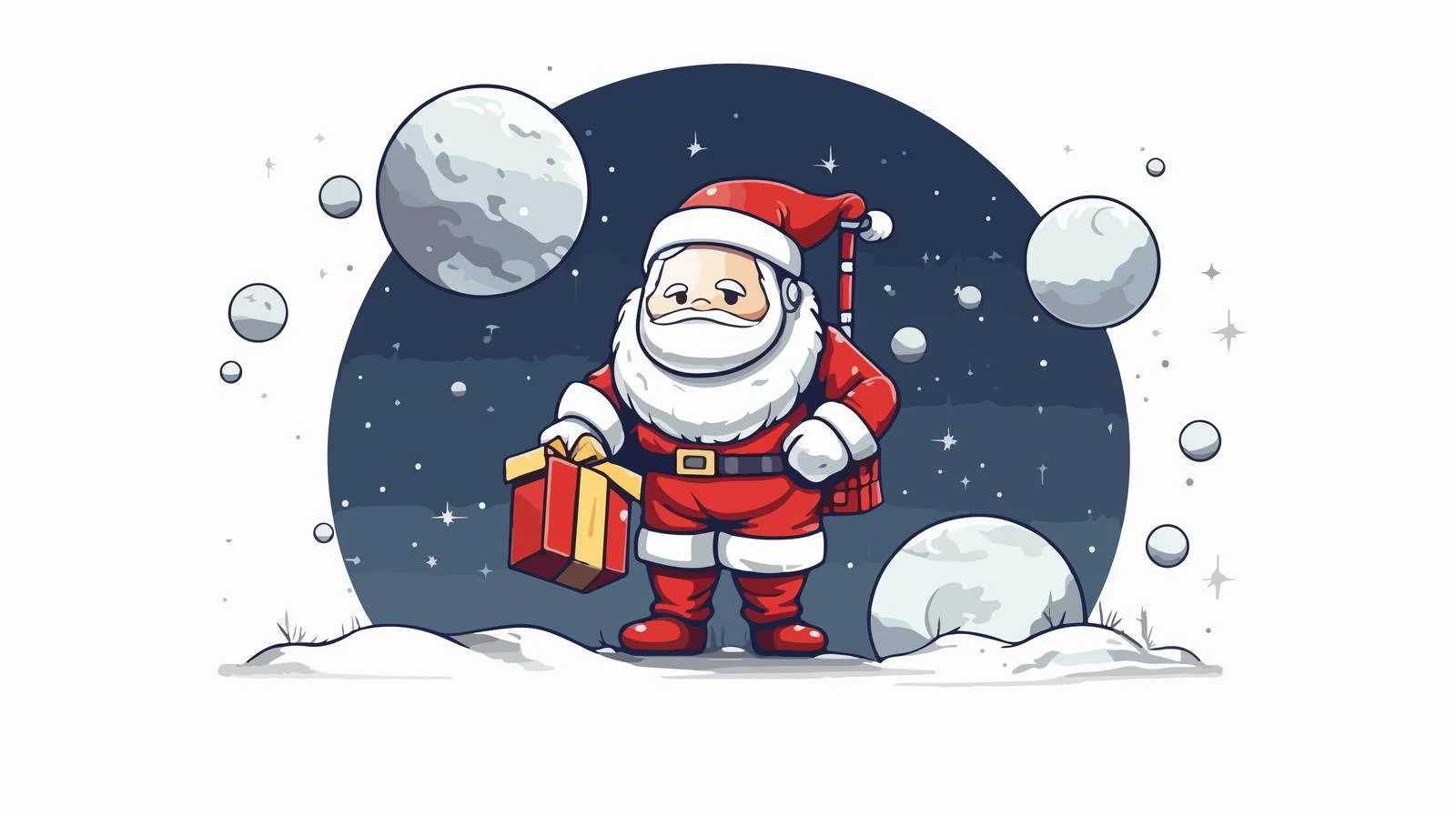 Santa with Gifts on Moon — free download from Dotvec