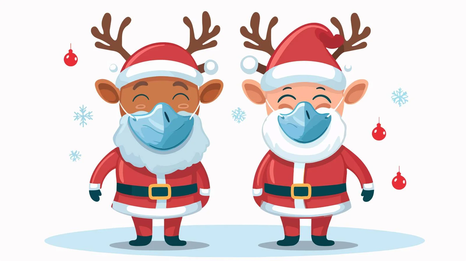 Holiday Characters in COVID-19 Protective Gear — free download from Dotvec