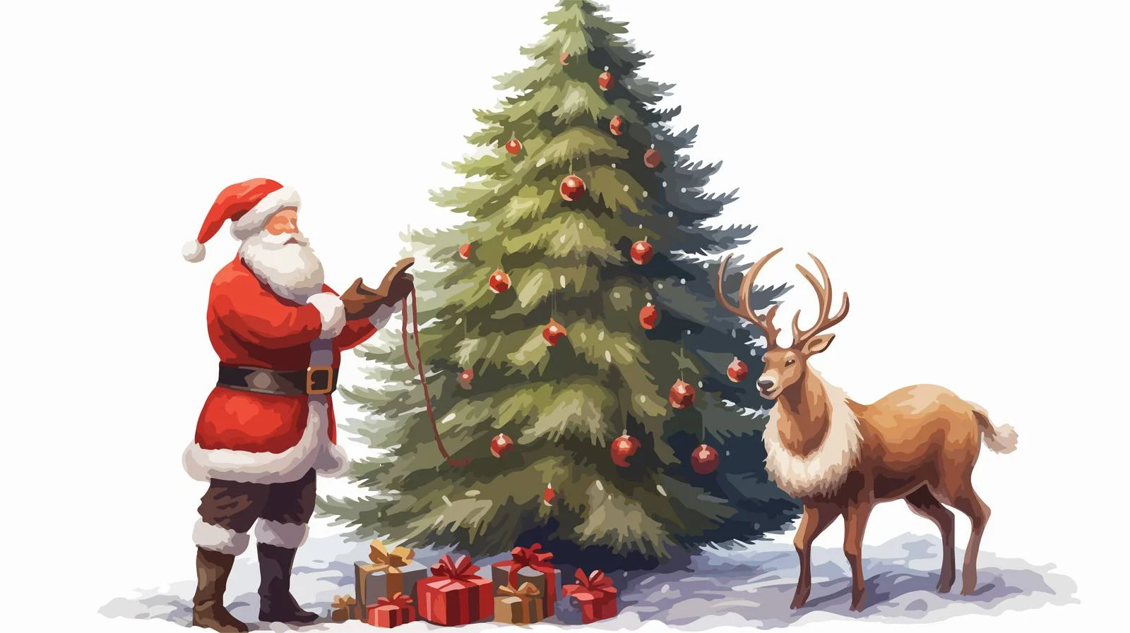 Christmas Tree Decoration with Santa and Reindeer — free download from Dotvec