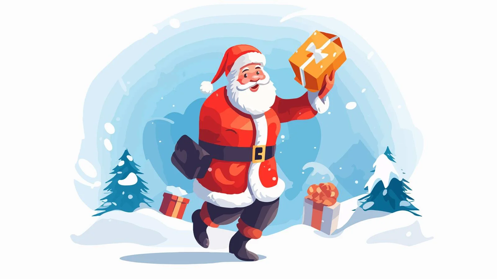 Santa Emerging from Mobile for Gifting — free download from Dotvec