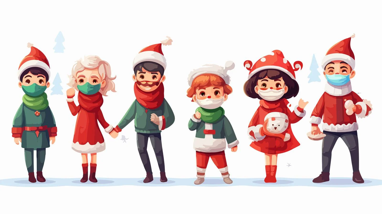 Winter Characters with Santa and Kids — free download from Dotvec