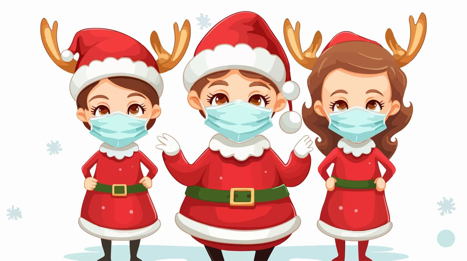 Festive Characters Wearing Masks - Safety Precaution — free download from Dotvec