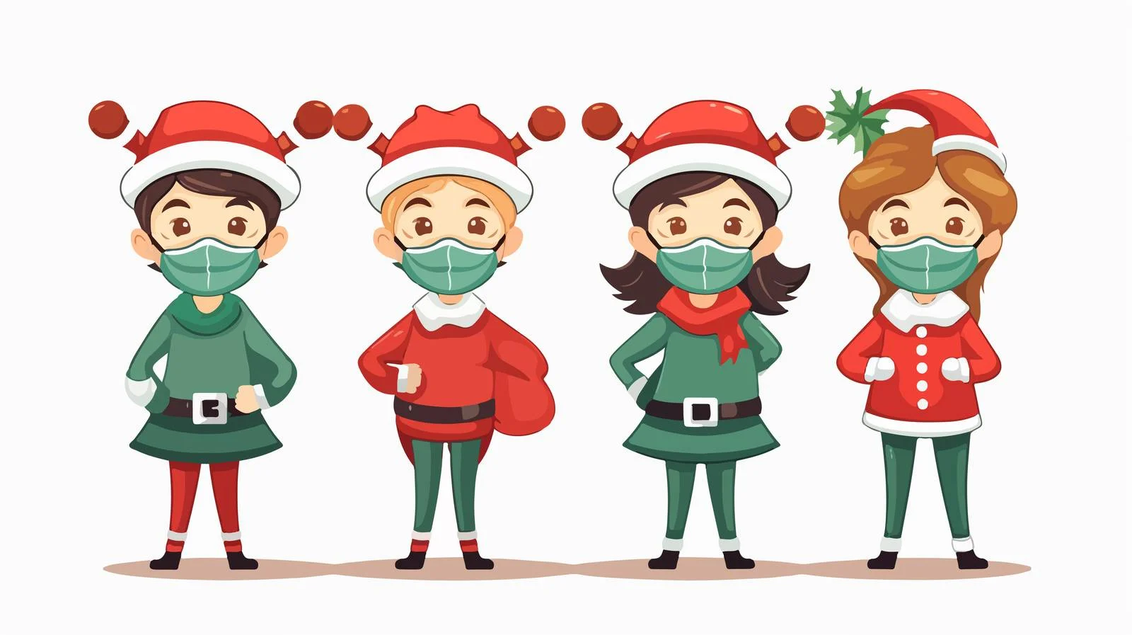 Santa and Friends in Masks — free download from Dotvec
