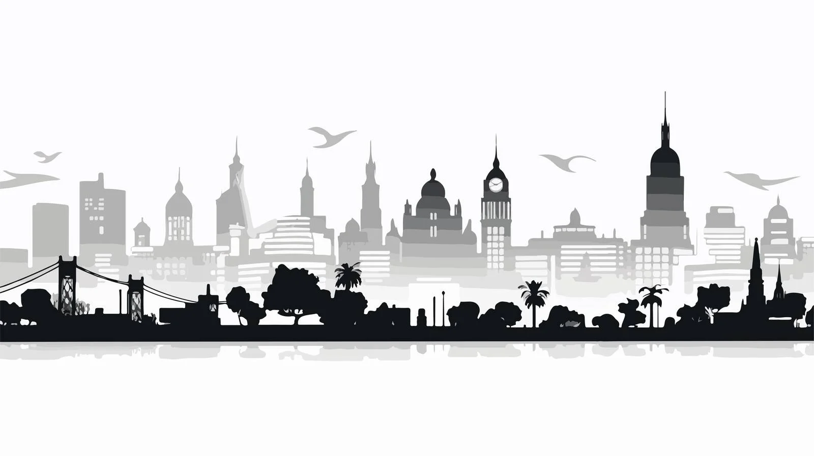 Mexico City Skyline Silhouettes Vector Illustration — free download from Dotvec