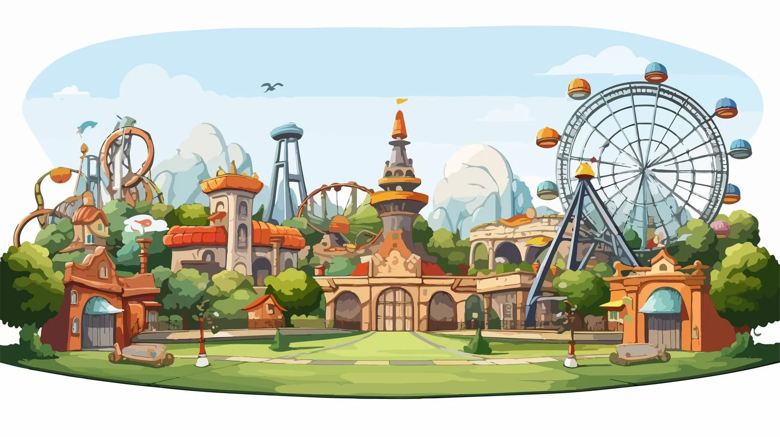 Amusement Park Background Vector Art — free download from Dotvec