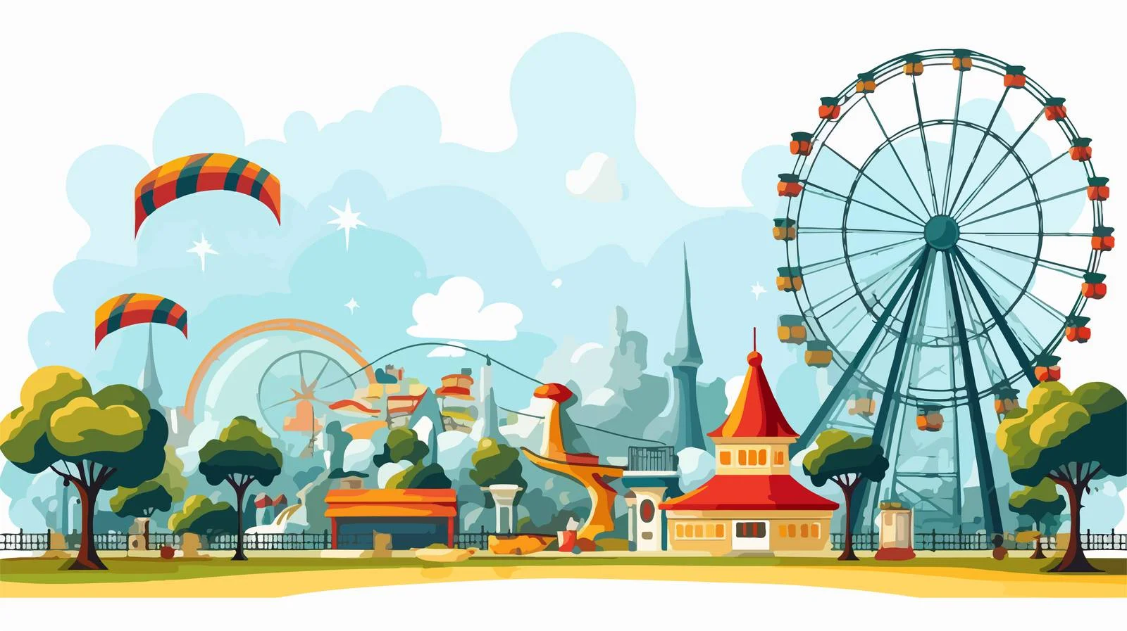 Amusement Park Background Vector Illustration — free download from Dotvec