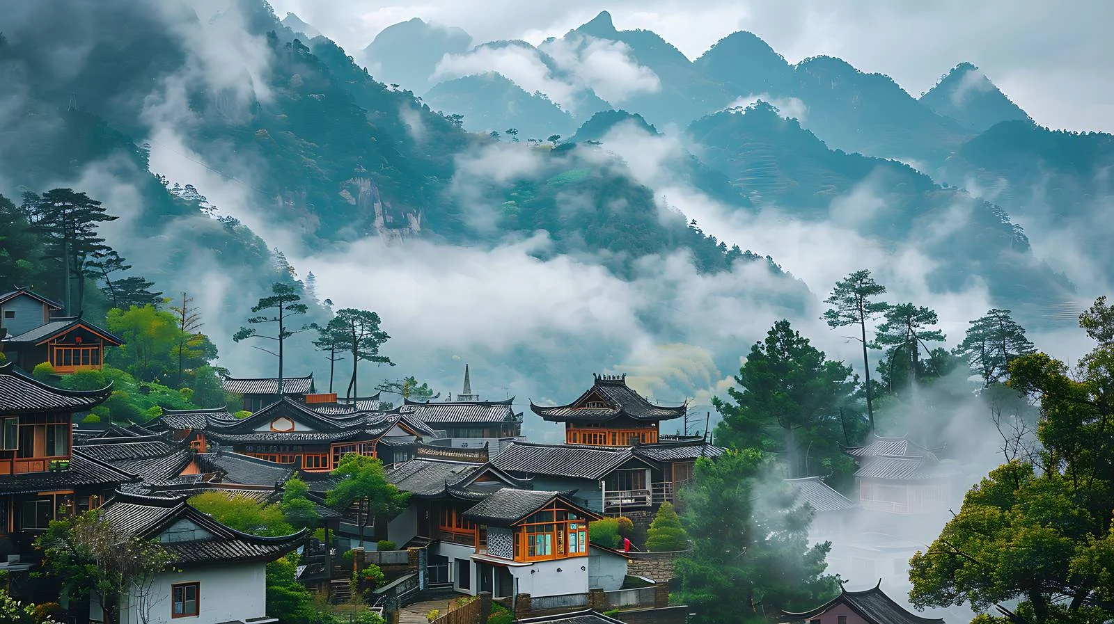 Tranquil Chengkan Village at Mount H — free download from Dotvec