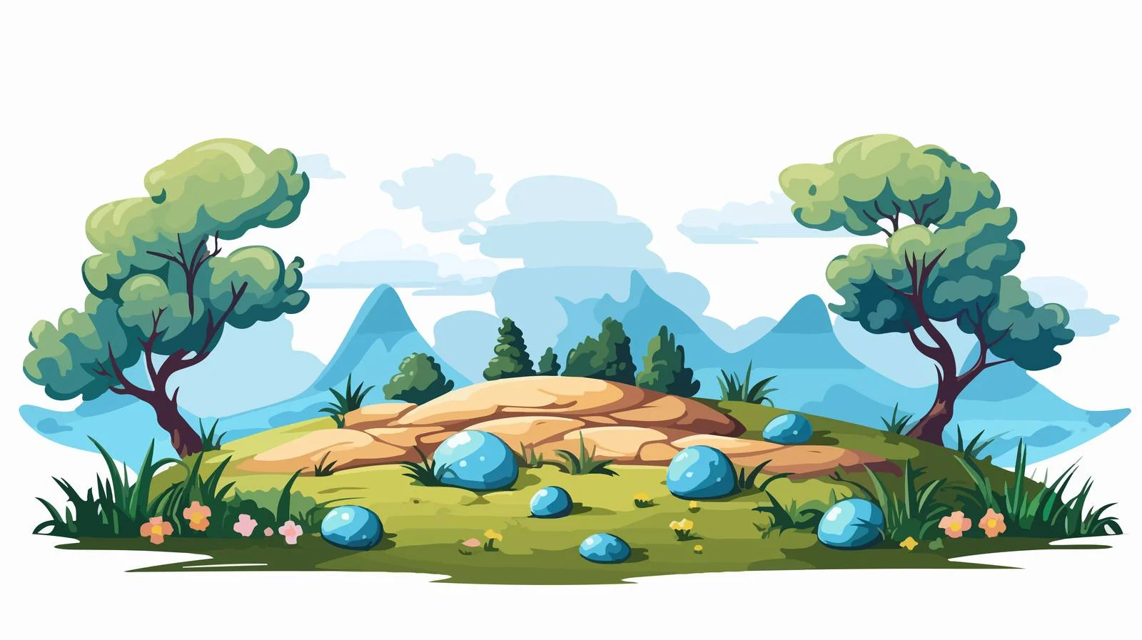 Easter Egg Landscape Vector Cartoon Illustration — free download from Dotvec