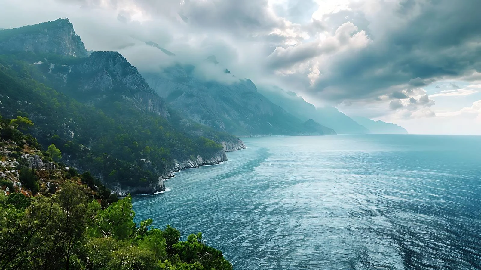 Majestic Coastal Mountains under Cloudy Sky — free download from Dotvec