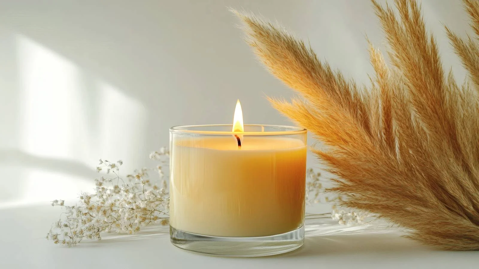 Elegant Scented Candle with Pampas Grass — free download from Dotvec