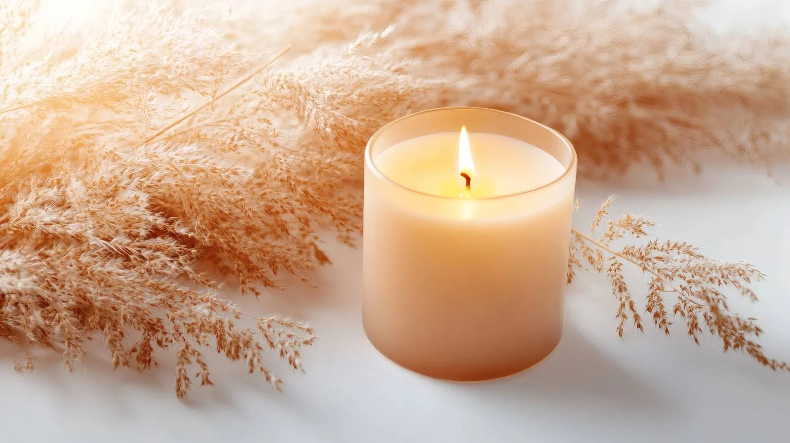 Elegant Scented Candle with Pampas Grass — free download from Dotvec