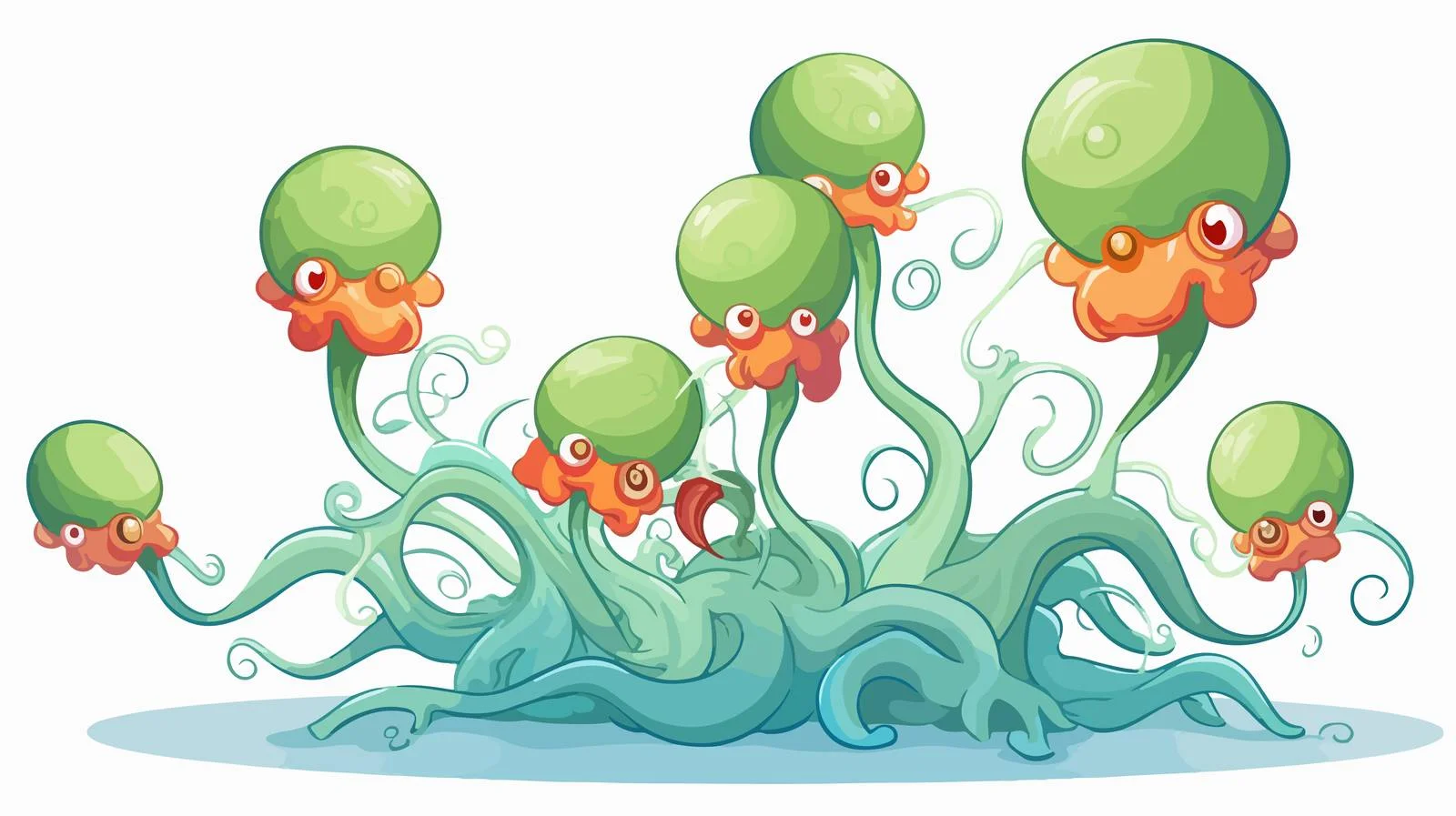 Hydra Budding Science Cartoon Illustration — free download from Dotvec