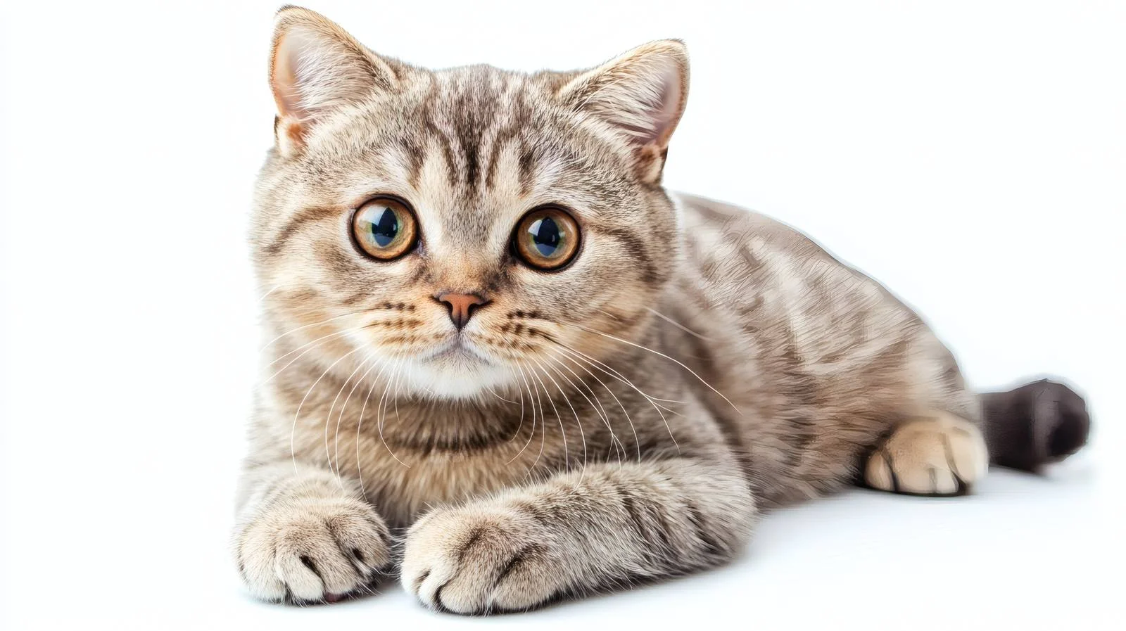 Graceful Scottish Fold Cat on White — free download from Dotvec