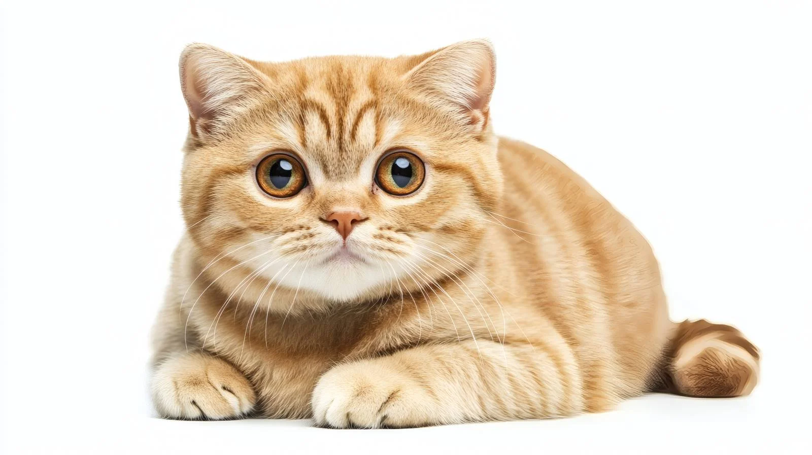 Graceful Scottish Fold Cat on White — free download from Dotvec