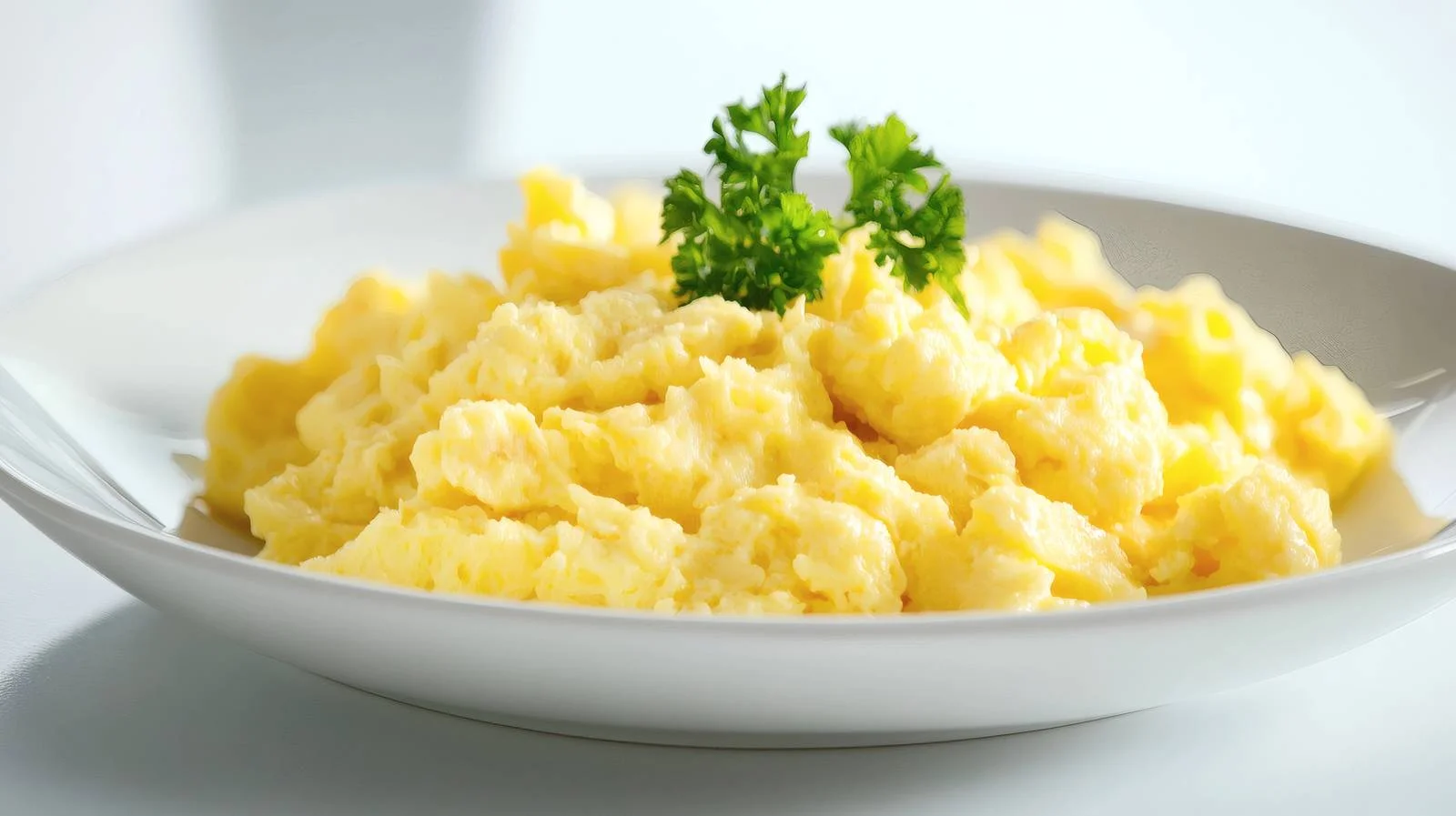 Delicious Scrambled Eggs on White Plate — free download from Dotvec