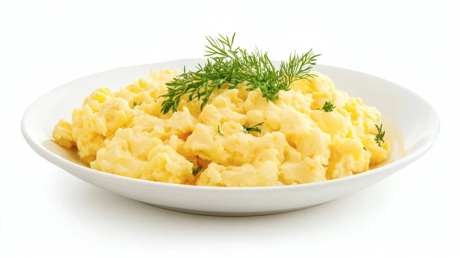 Delicious Scrambled Eggs on White Plate — free download from Dotvec