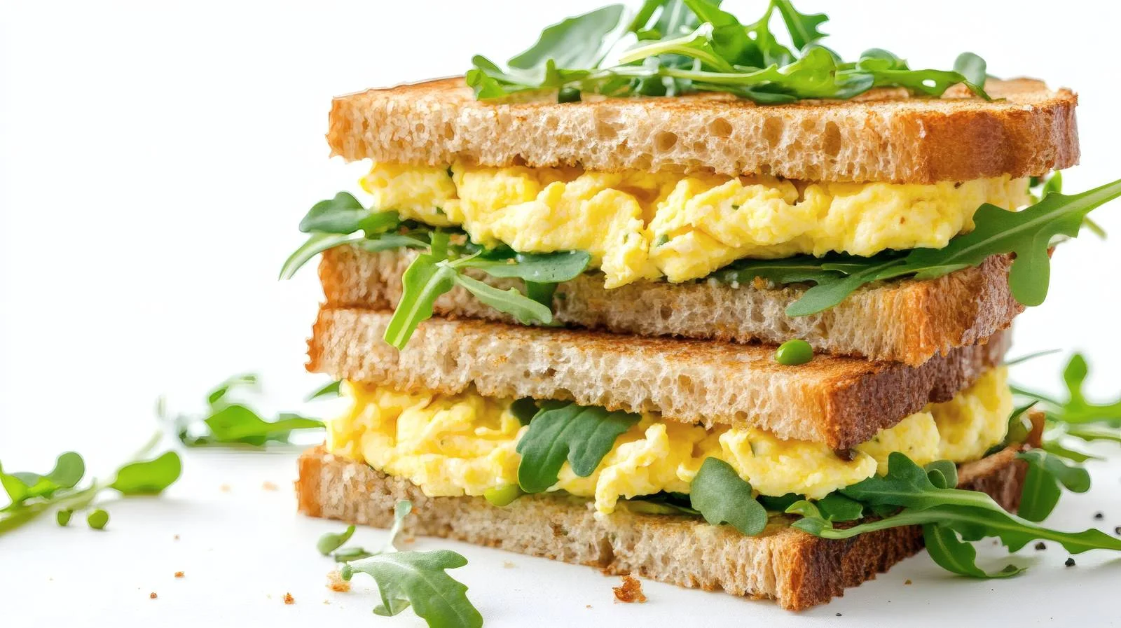 Gourmet Scrambled Eggs Sandwich Arugula Microgreens — free download from Dotvec