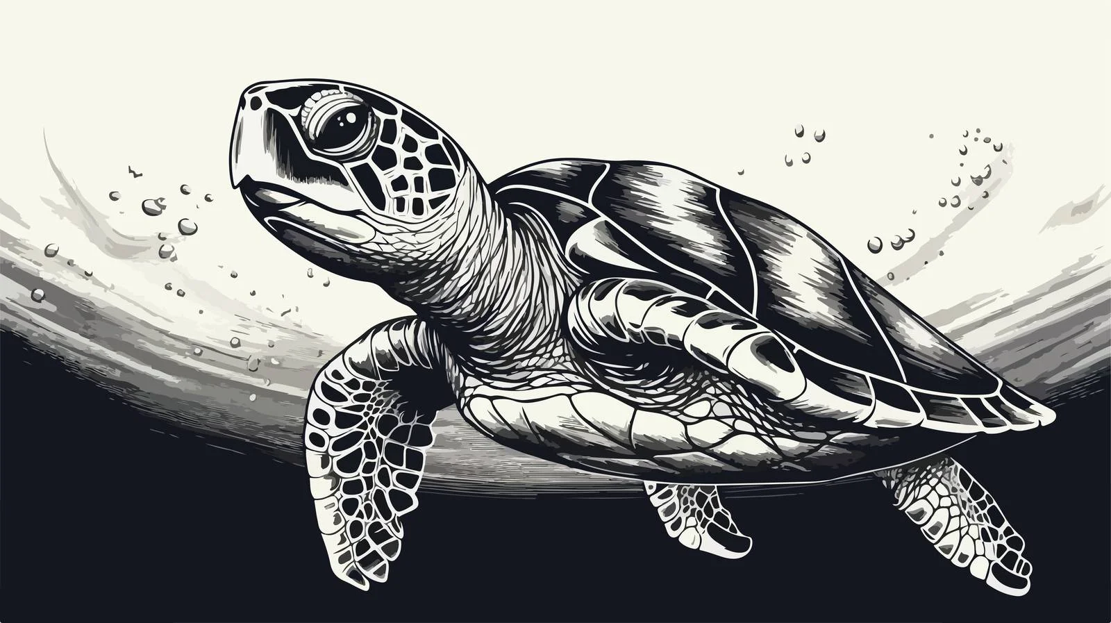 Sea Turtle Engraving Sketch Underwater — free download from Dotvec