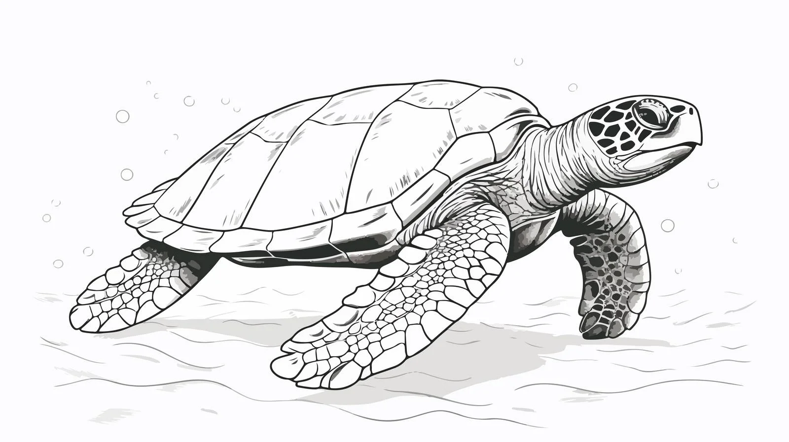 Sea Turtle Engraving Style Sketch — free download from Dotvec
