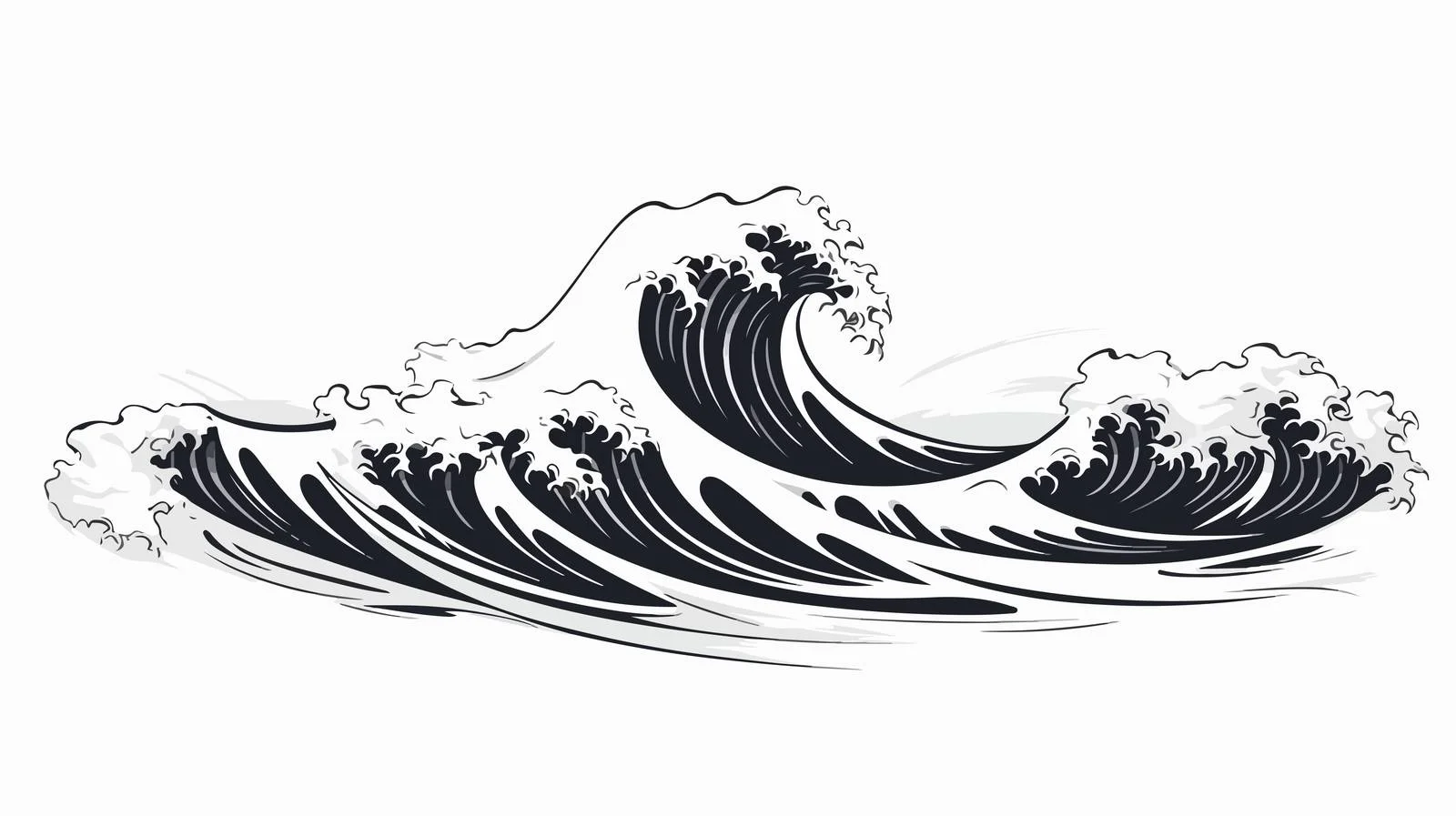 Nautical Wave Sketch Vector Illustration — free download from Dotvec