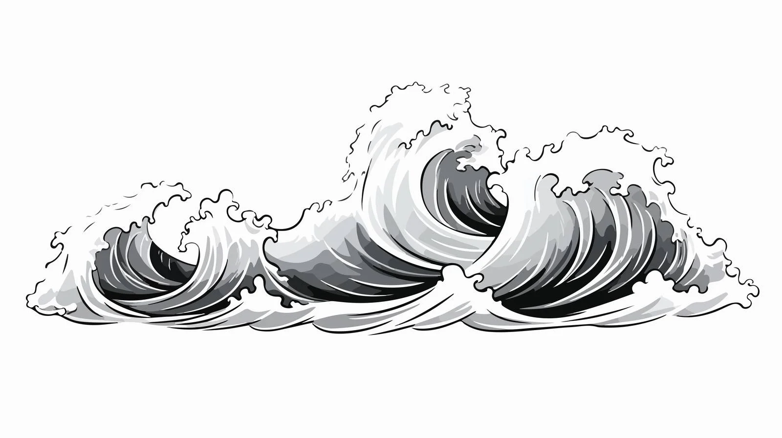 Nautical Wave Sketch Vector Illustration — free download from Dotvec