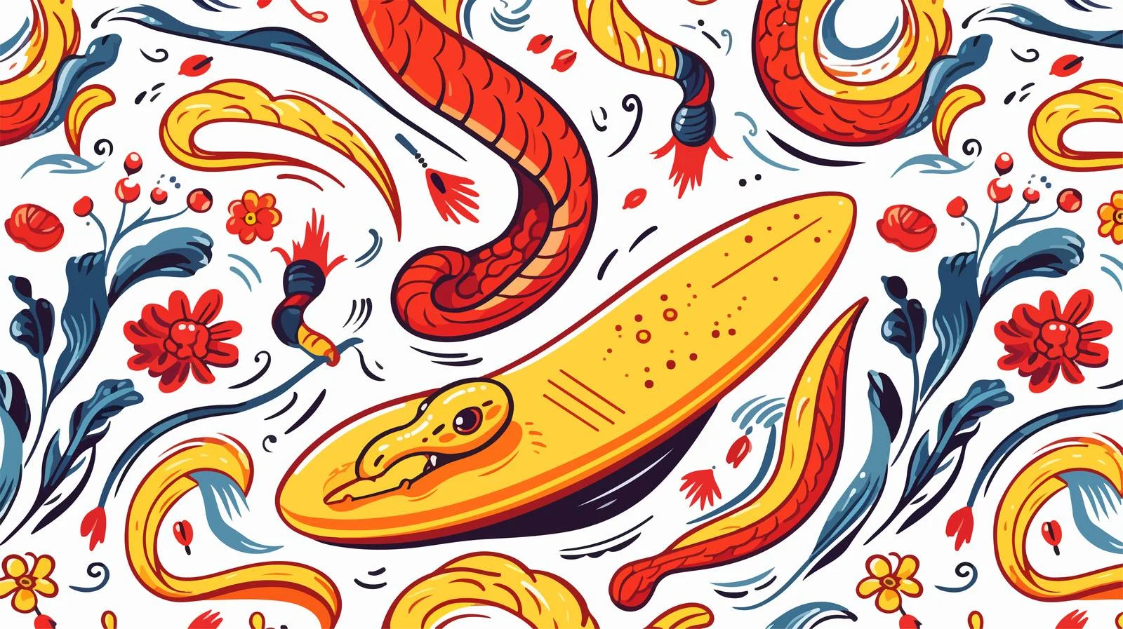 Doodle Style Snake Seamless Pattern — free download from Dotvec