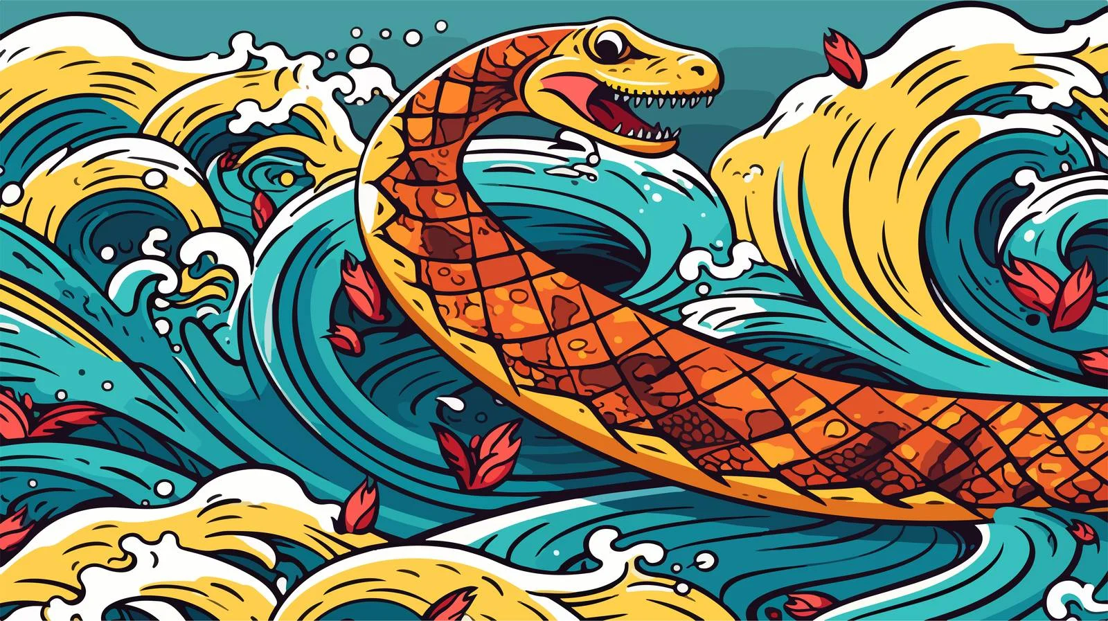 Doodle Style Snake Seamless Pattern — free download from Dotvec