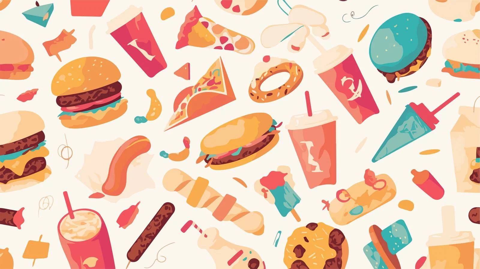 Urban Fast Food Street Seamless Pattern — free download from Dotvec