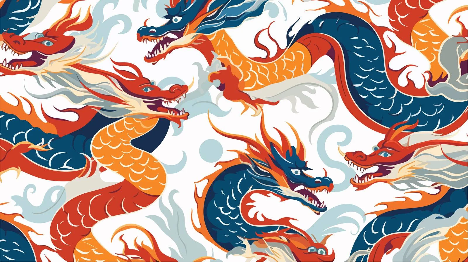 Japanese Dragons Pattern — free download from Dotvec