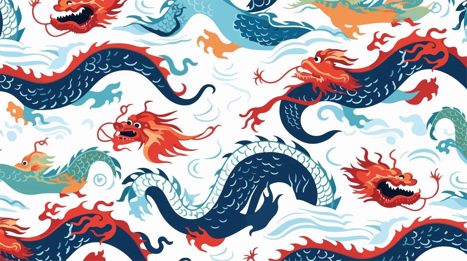 Japanese Dragon Seamless Pattern — free download from Dotvec