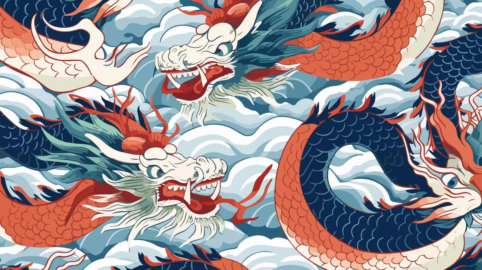 Japanese Dragon Pattern Design — free download from Dotvec