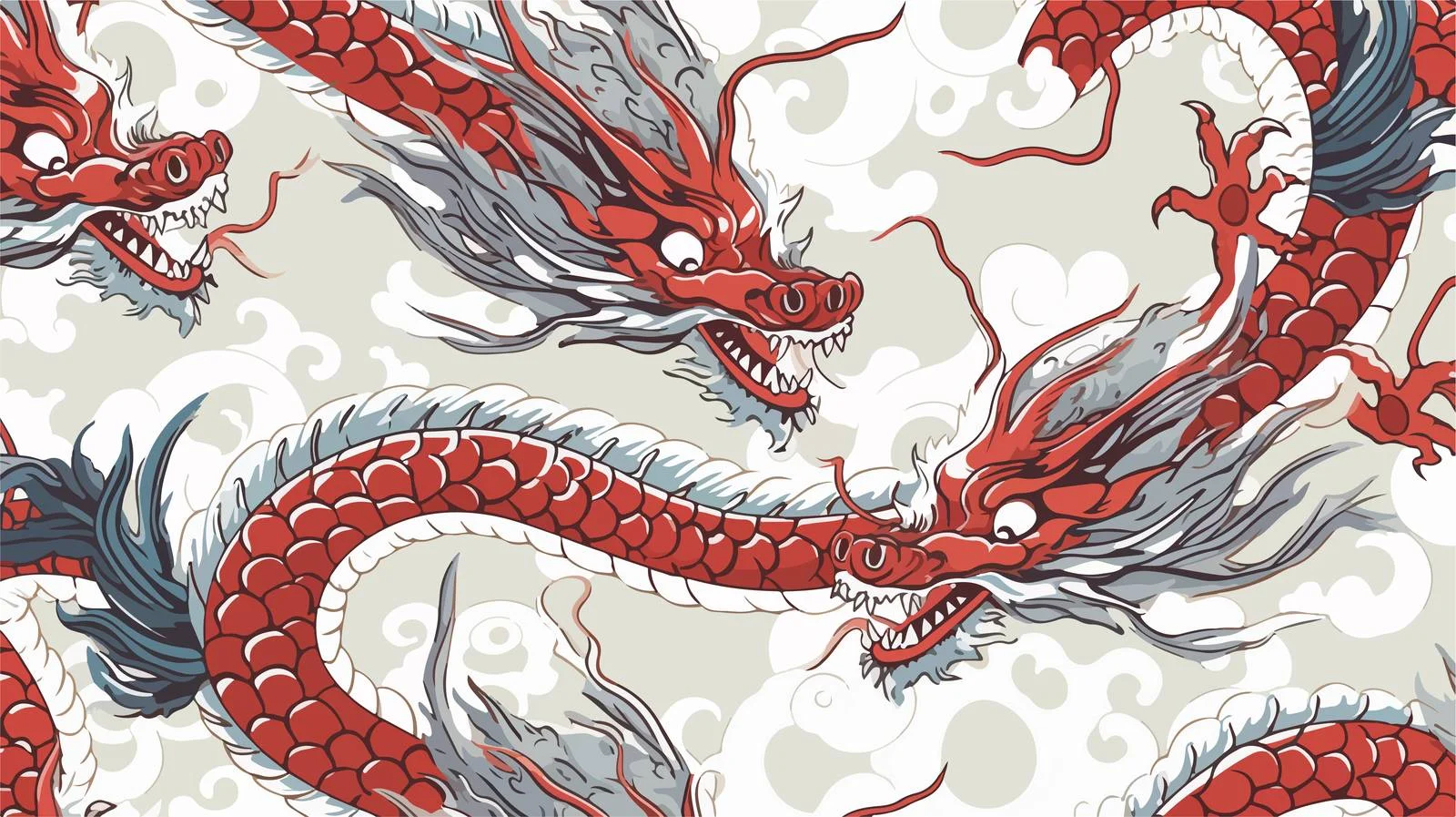 Japanese Dragon Outline Pattern — free download from Dotvec