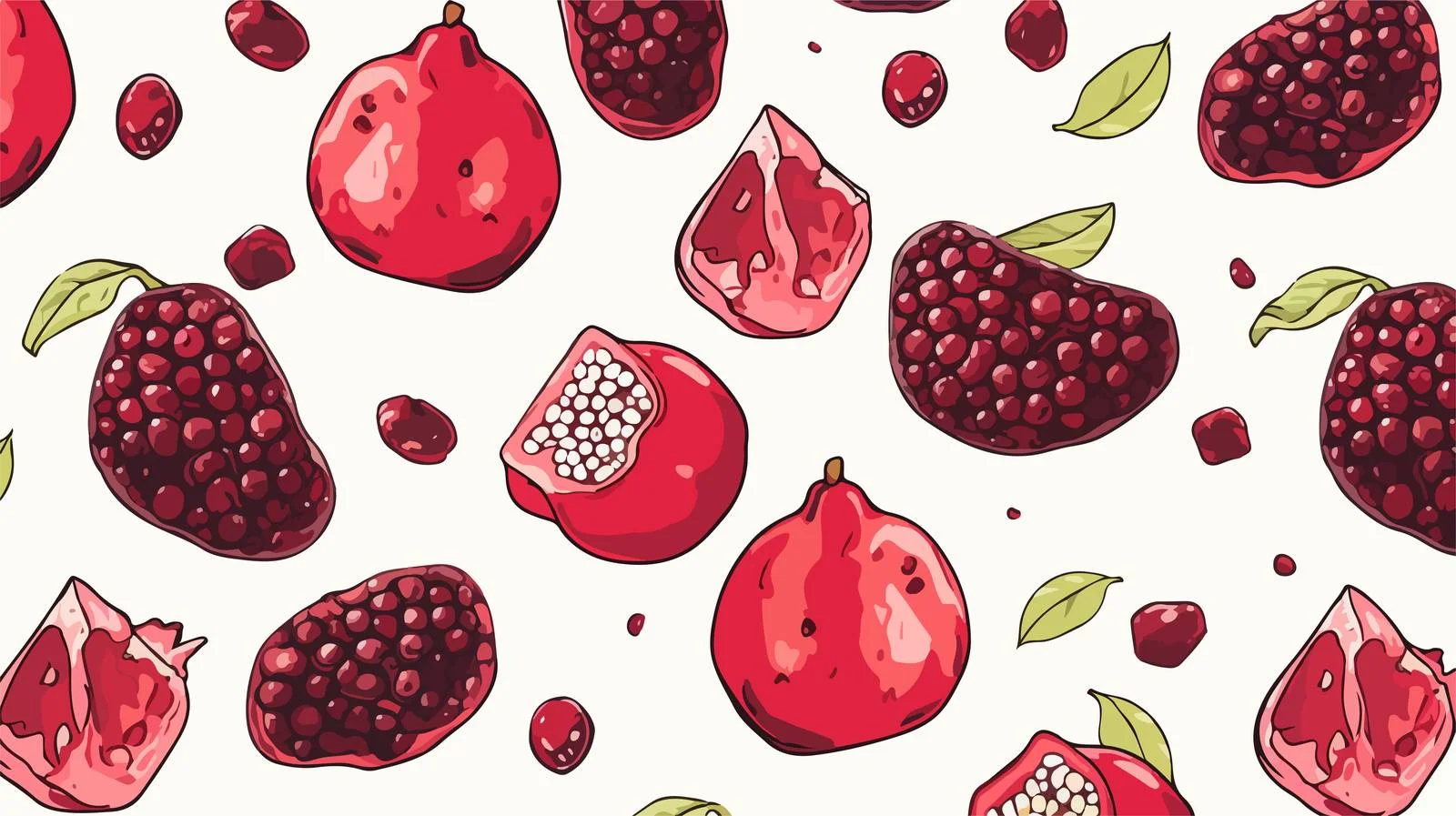 Hand-Drawn Garnet Fruit Pattern — free download from Dotvec
