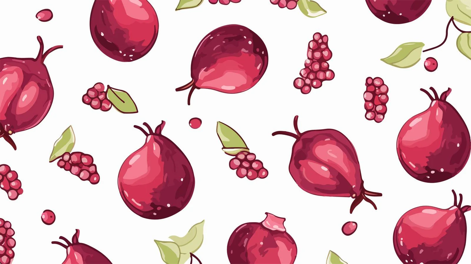 Hand-Drawn Garnet Seamless Fruit Pattern — free download from Dotvec