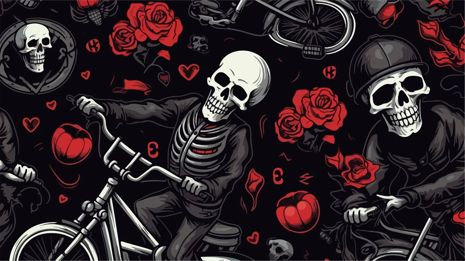 Skeleton Motorcycle Seamless Pattern — free download from Dotvec