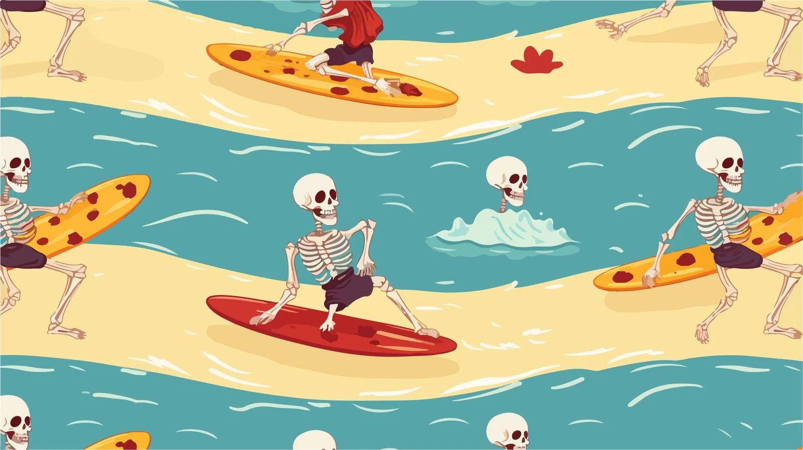 Skeleton Surfboard Pattern — free download from Dotvec