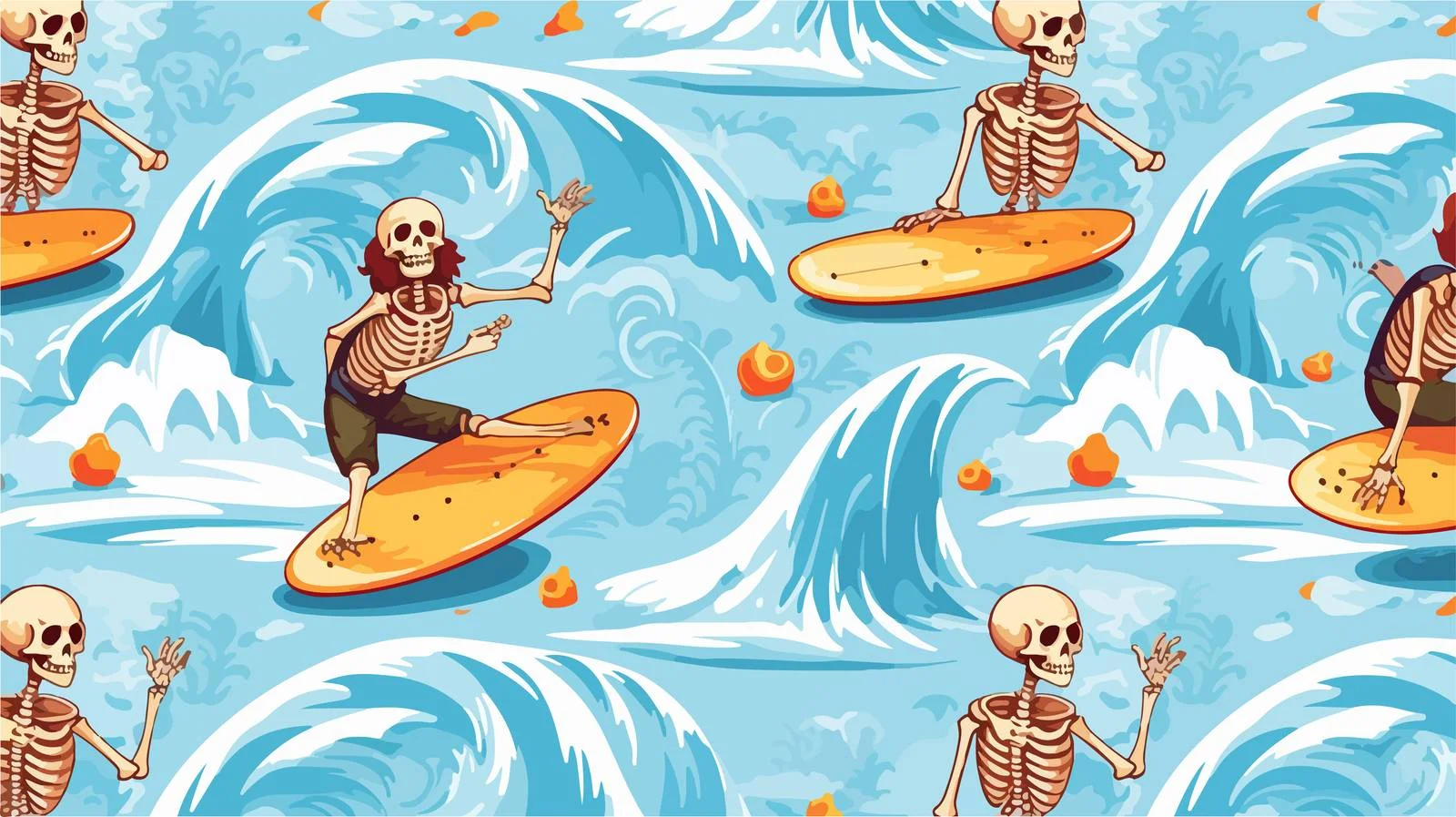 Skeleton Surfboard Seamless Pattern — free download from Dotvec